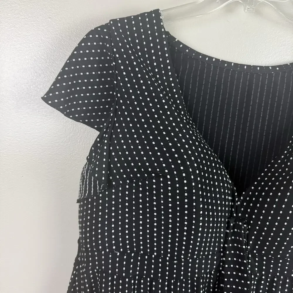 Lane Bryant Cacique Swim Black Textured Polka Dot Swim Skirt Size 26